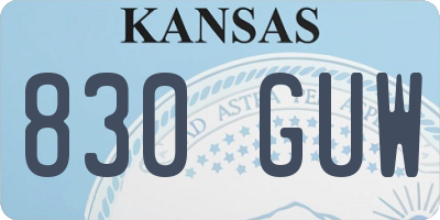KS license plate 830GUW