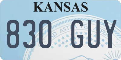 KS license plate 830GUY