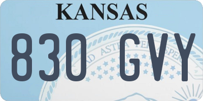 KS license plate 830GVY