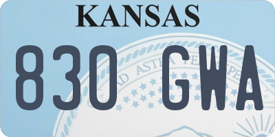 KS license plate 830GWA