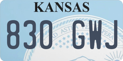 KS license plate 830GWJ