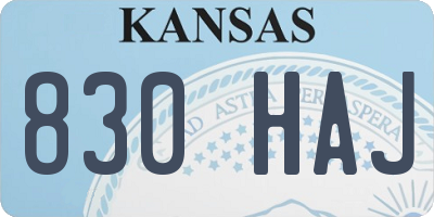 KS license plate 830HAJ
