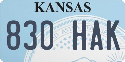 KS license plate 830HAK