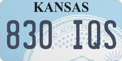 KS license plate 830IQS