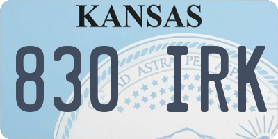 KS license plate 830IRK