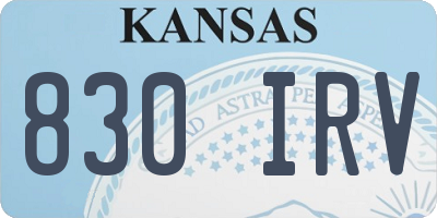 KS license plate 830IRV