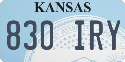 KS license plate 830IRY