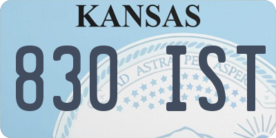 KS license plate 830IST