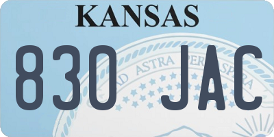 KS license plate 830JAC