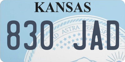 KS license plate 830JAD