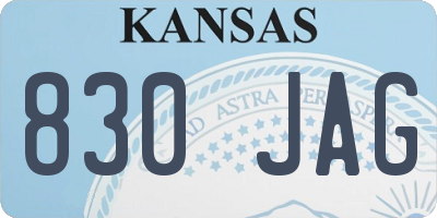 KS license plate 830JAG