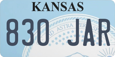 KS license plate 830JAR