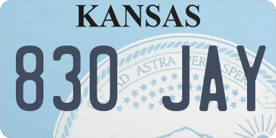 KS license plate 830JAY