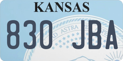 KS license plate 830JBA