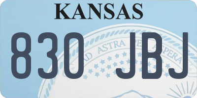 KS license plate 830JBJ