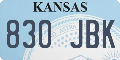 KS license plate 830JBK
