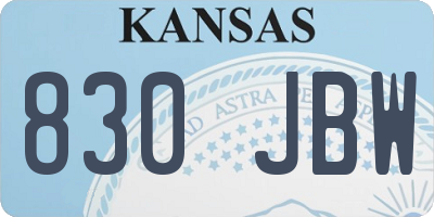 KS license plate 830JBW