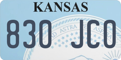 KS license plate 830JCO