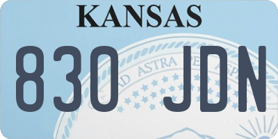 KS license plate 830JDN