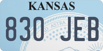 KS license plate 830JEB
