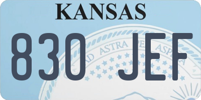 KS license plate 830JEF