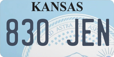 KS license plate 830JEN