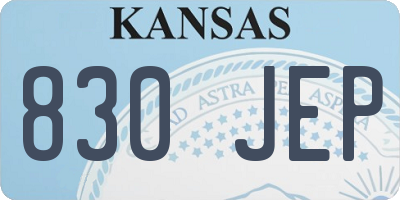 KS license plate 830JEP