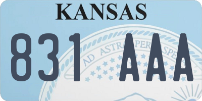 KS license plate 831AAA
