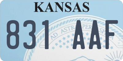 KS license plate 831AAF