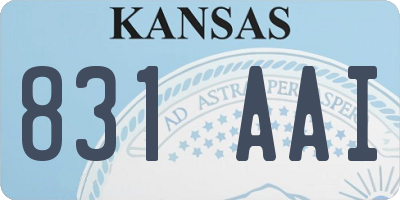 KS license plate 831AAI