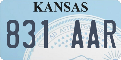 KS license plate 831AAR