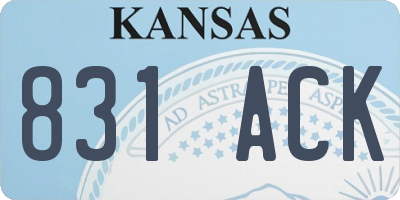 KS license plate 831ACK