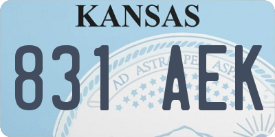 KS license plate 831AEK