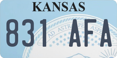 KS license plate 831AFA