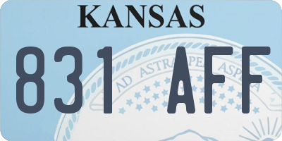 KS license plate 831AFF