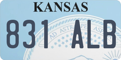KS license plate 831ALB