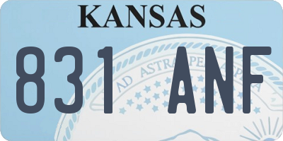 KS license plate 831ANF