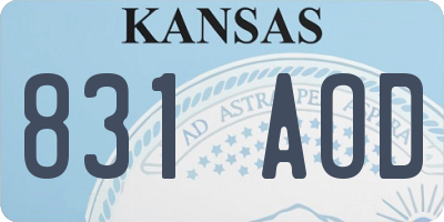 KS license plate 831AOD