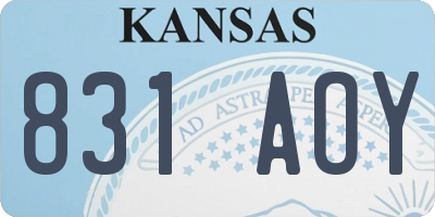 KS license plate 831AOY
