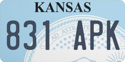 KS license plate 831APK