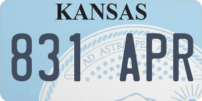 KS license plate 831APR