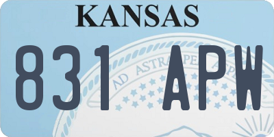 KS license plate 831APW