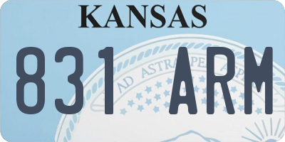 KS license plate 831ARM