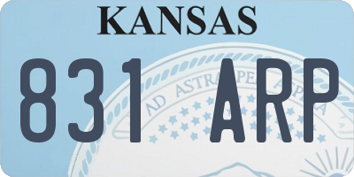 KS license plate 831ARP