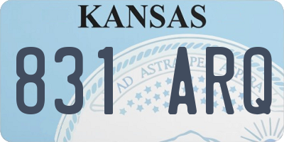 KS license plate 831ARQ