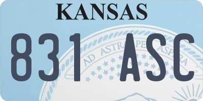 KS license plate 831ASC