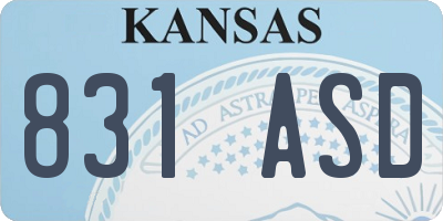 KS license plate 831ASD