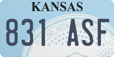 KS license plate 831ASF