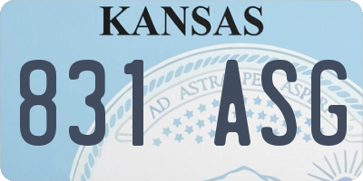 KS license plate 831ASG