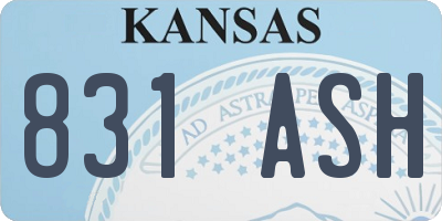 KS license plate 831ASH